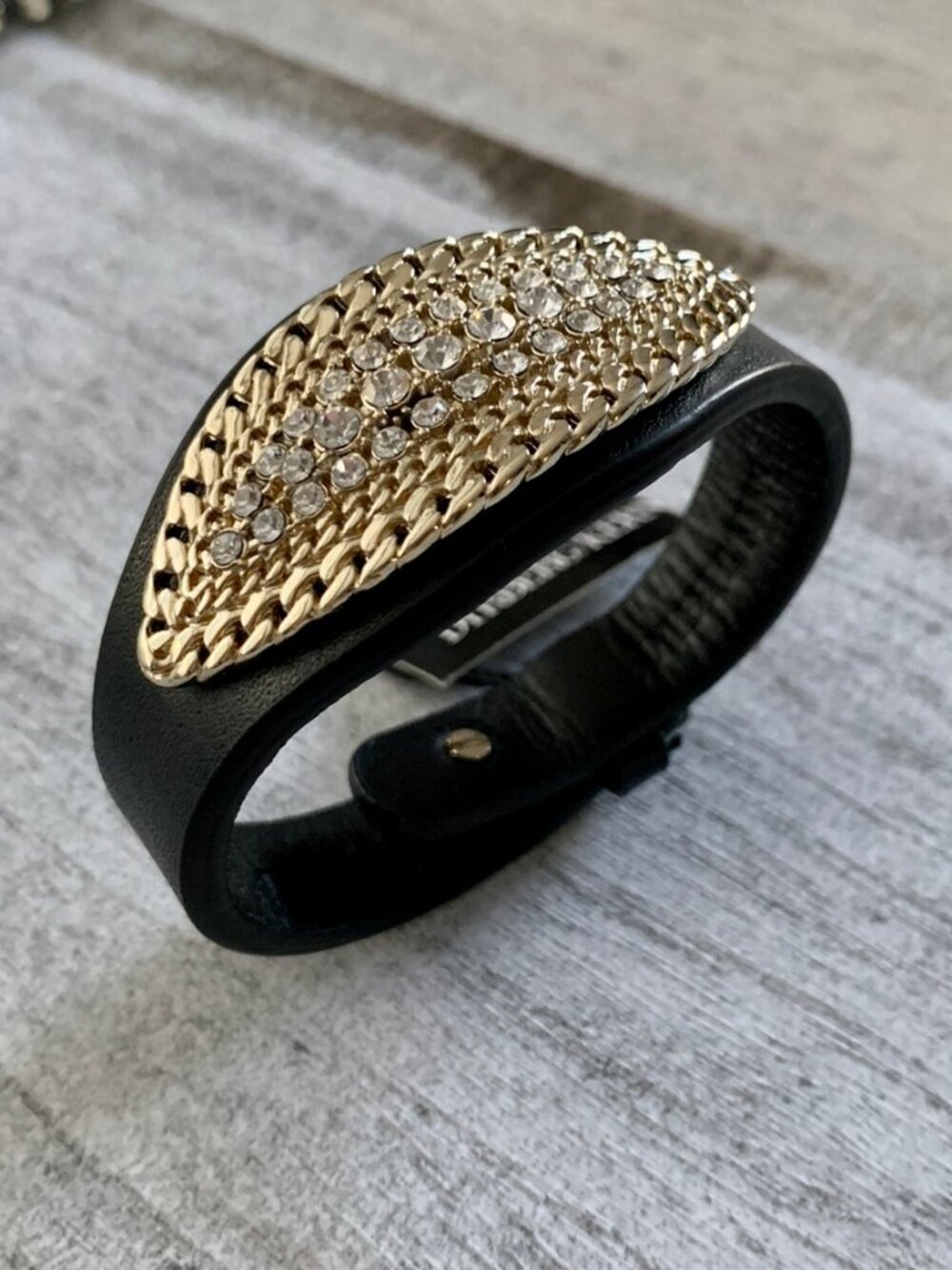 Dyrberg/Kern Egeria Swarovski Crystal and leather bracelet